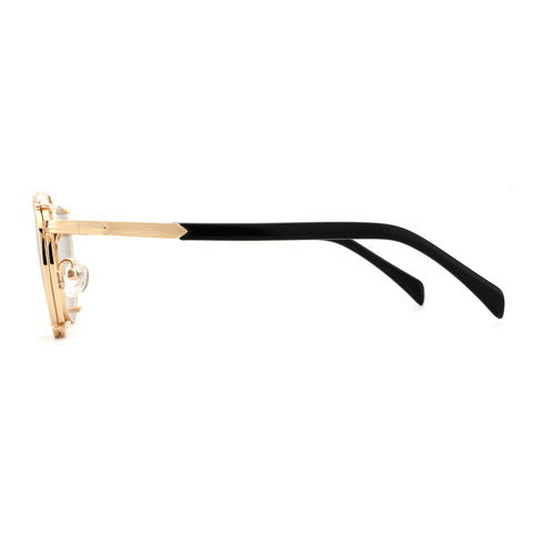 Gold aviator sunglasses with black temples and adjustable nose pads.