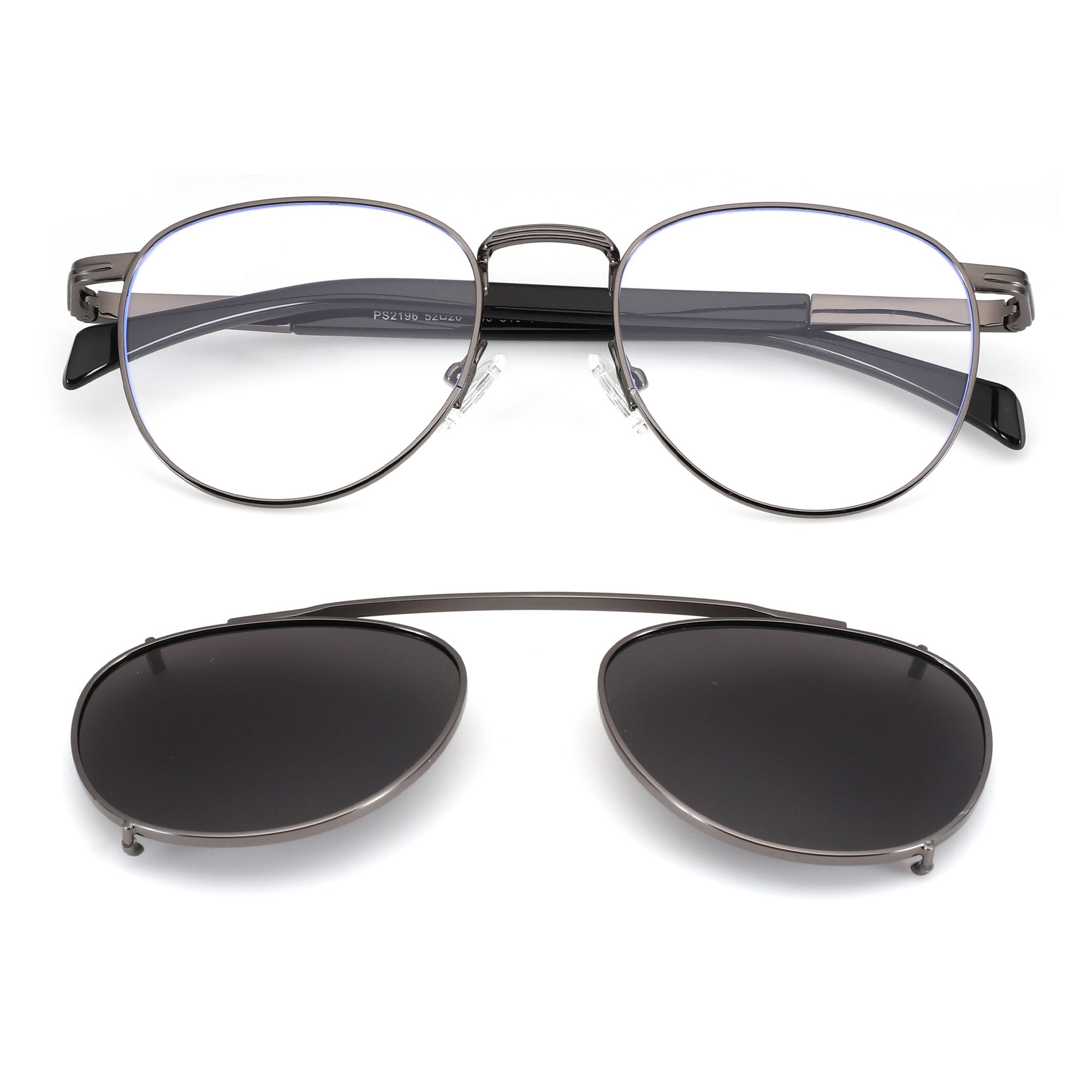 Zenottic Forrest aviator sunglasses in gunmetal with a detachable clip-on sunglass lens.