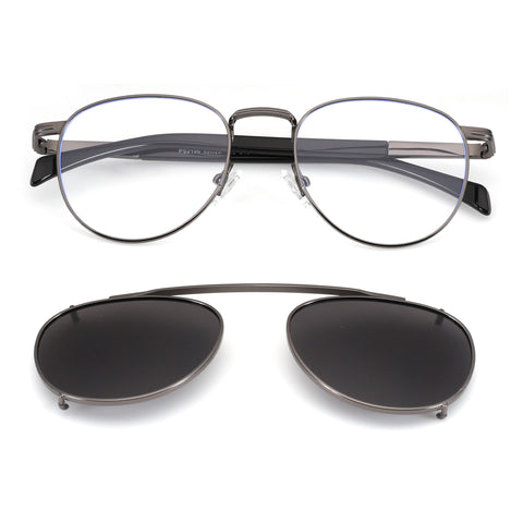 Zenottic Forrest aviator sunglasses in gunmetal with a detachable clip-on sunglass lens.