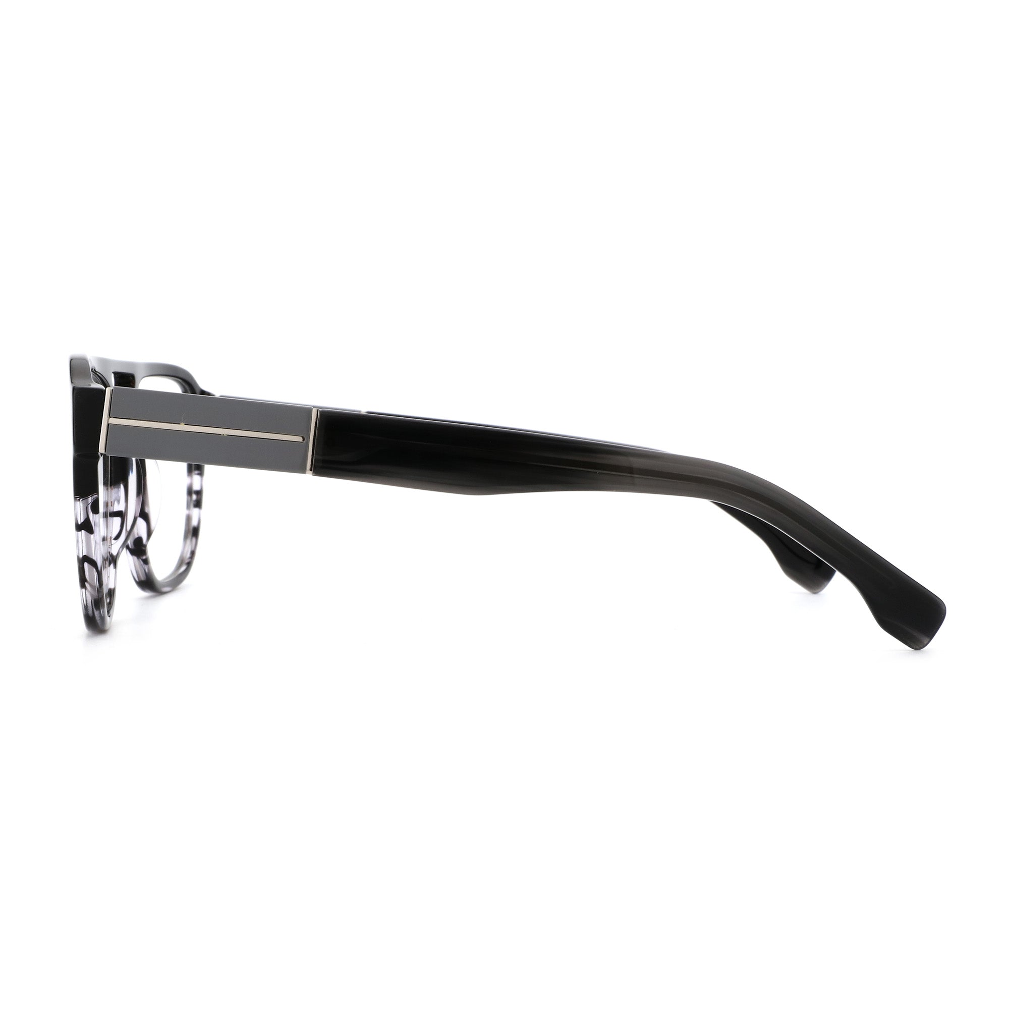 Zenottic Eyeglasses Yves black acetate frame with marbled front and silver accent