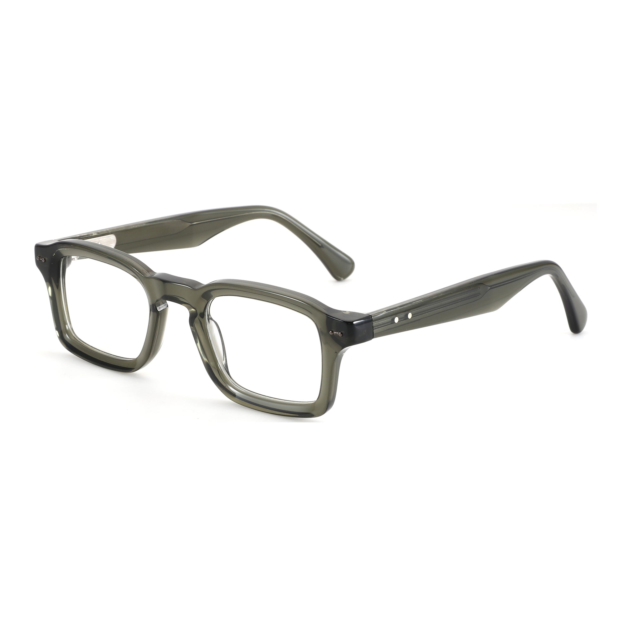 Zenottic Gideon eyeglasses: vintage square acetate frame, dark gray, clear lenses