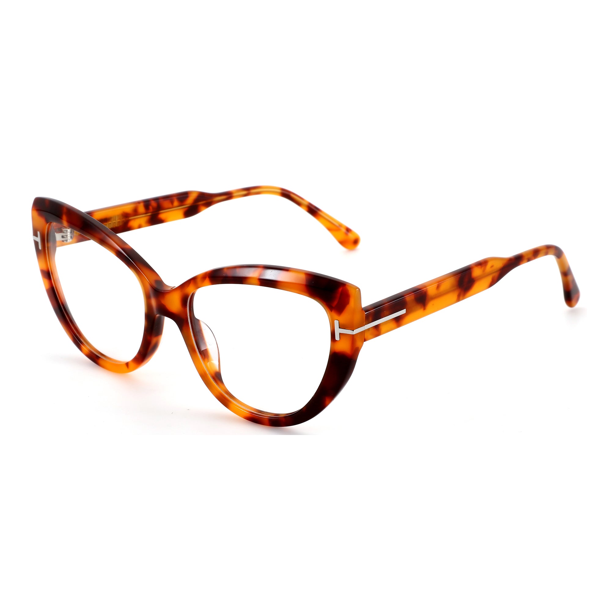 Zenottic Cloe cat eye eyeglasses in tortoise acetate frame, prescription ready. Side view