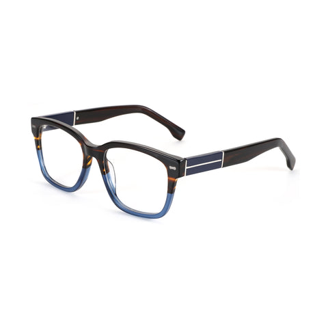 Zenottic Quentin eyeglasses with tortoiseshell frame and blue front.