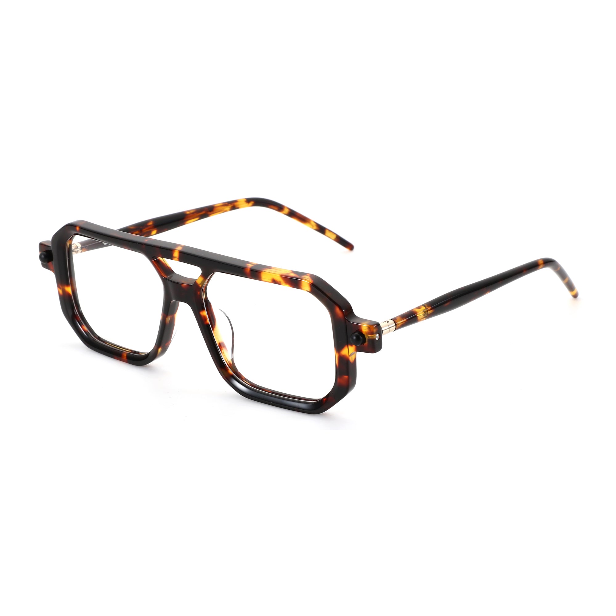 Zenottic Eyeglasses Reed: Thick angular acetate frames with tortoiseshell pattern and double bridge