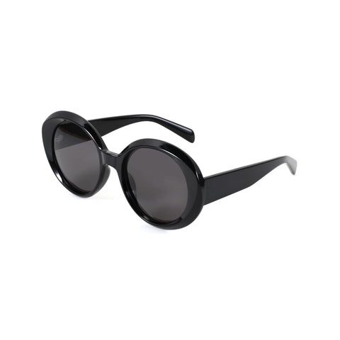 Zenottic Ashling black oval sunglasses with dark lenses and acetate frame.
