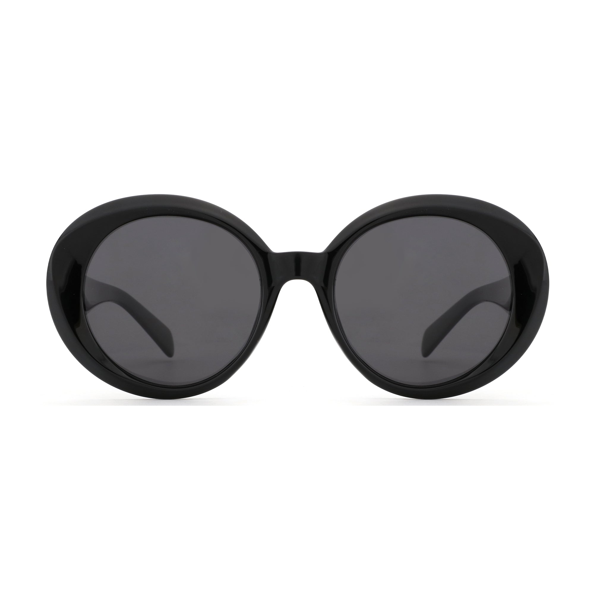 Zenottic Ashling black oversized round sunglasses with dark grey lenses