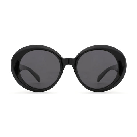 Zenottic Ashling black oversized round sunglasses with dark grey lenses