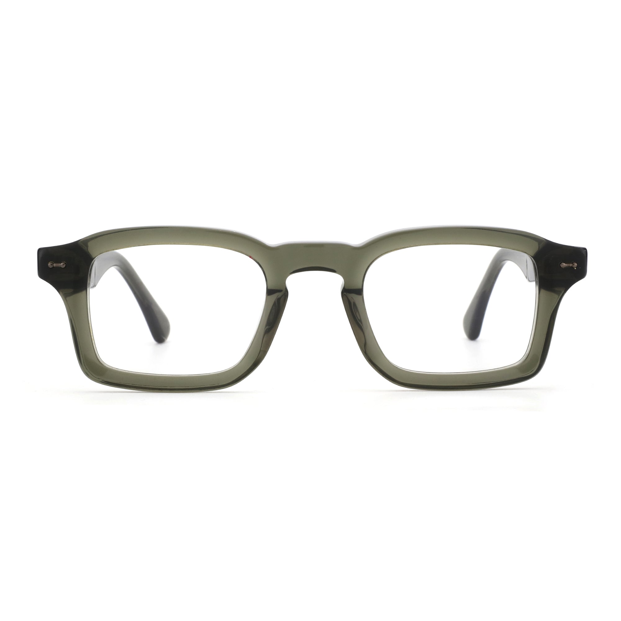 Zenottic Gideon eyeglasses: vintage square acetate frame, clear resin lenses.
