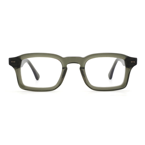 Zenottic Gideon eyeglasses: vintage square acetate frame, clear resin lenses.