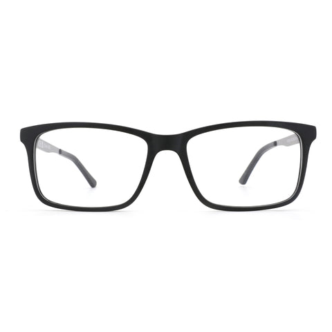 Zenottic Maverick black acetate full-rim eyeglasses with clear lenses.