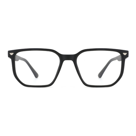 Zenottic Eyeglasses Garrett matte black square acetate frame with clear lenses