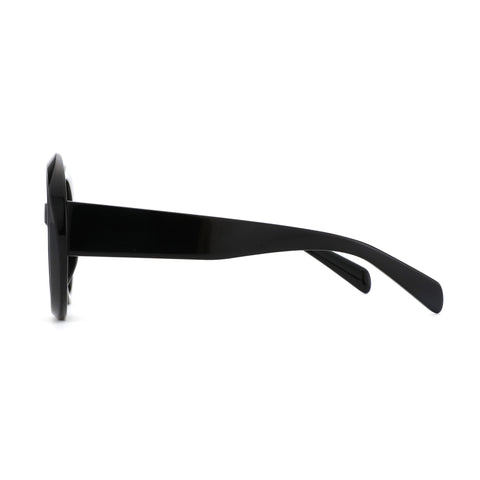 Black oversized round Zenottic sunglasses frame, side view.