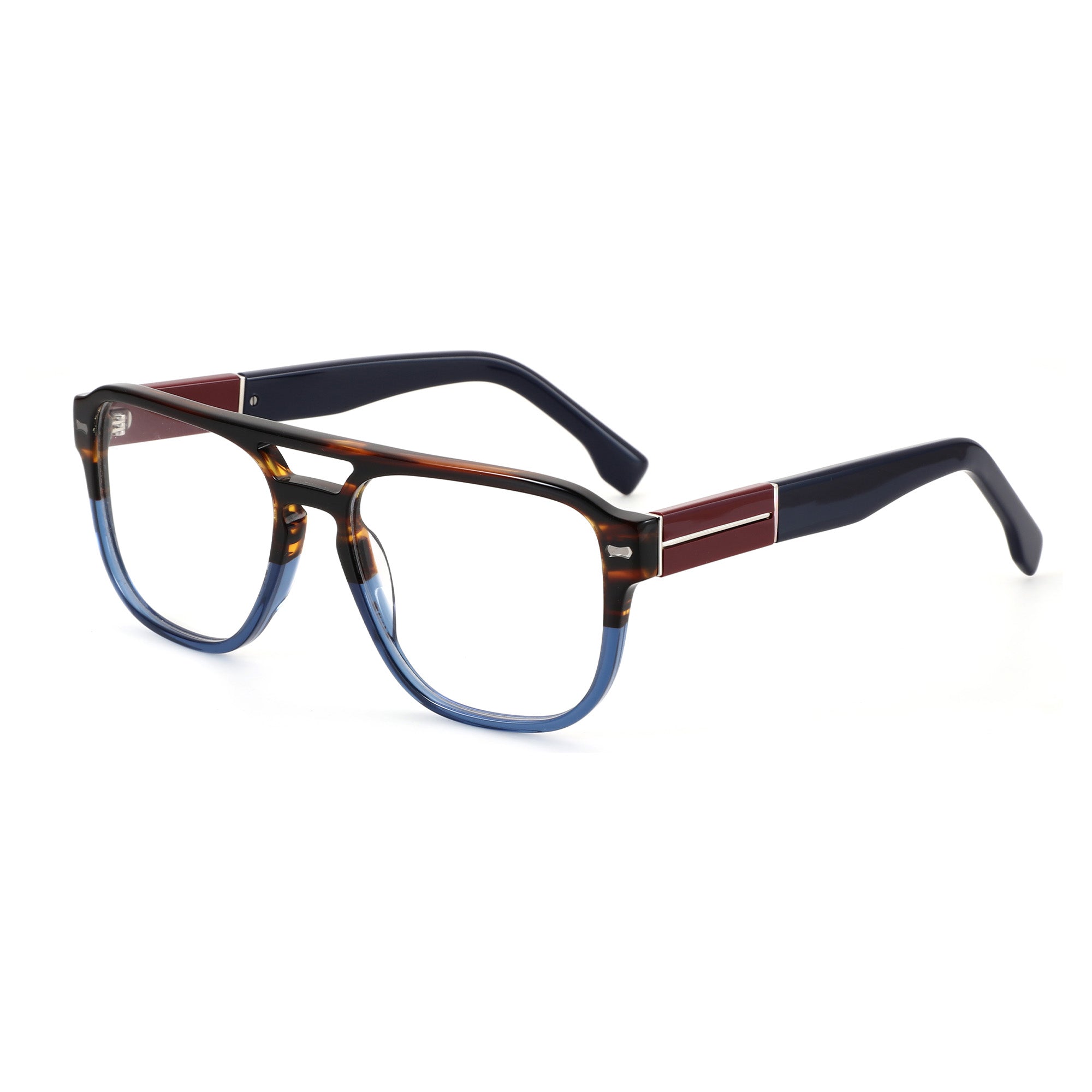 Zenottic Eyeglasses Yves acetate frames with tortoiseshell and blue accents, suitable for prescription lenses.