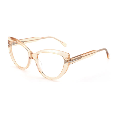 Zenottic Cloe cat eye eyeglasses in transparent peach acetate frame