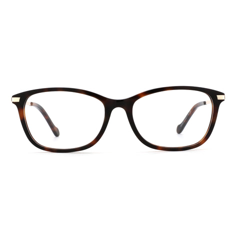 Zenottic Elara eyeglasses with tortoiseshell frame and gold accents.