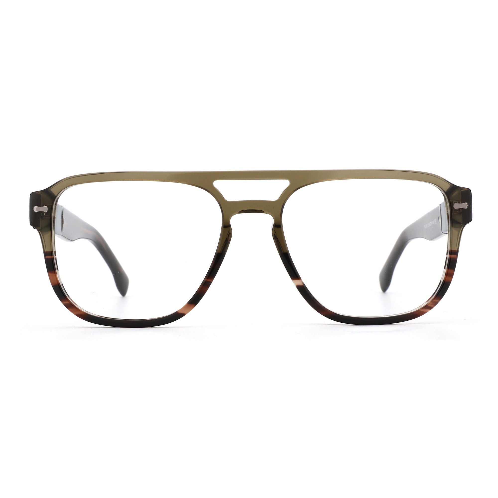 Zenottic Yves eyeglasses with olive green acetate frame and tortoiseshell accents
