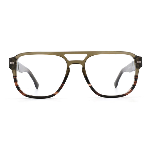 Zenottic Yves eyeglasses with olive green acetate frame and tortoiseshell accents
