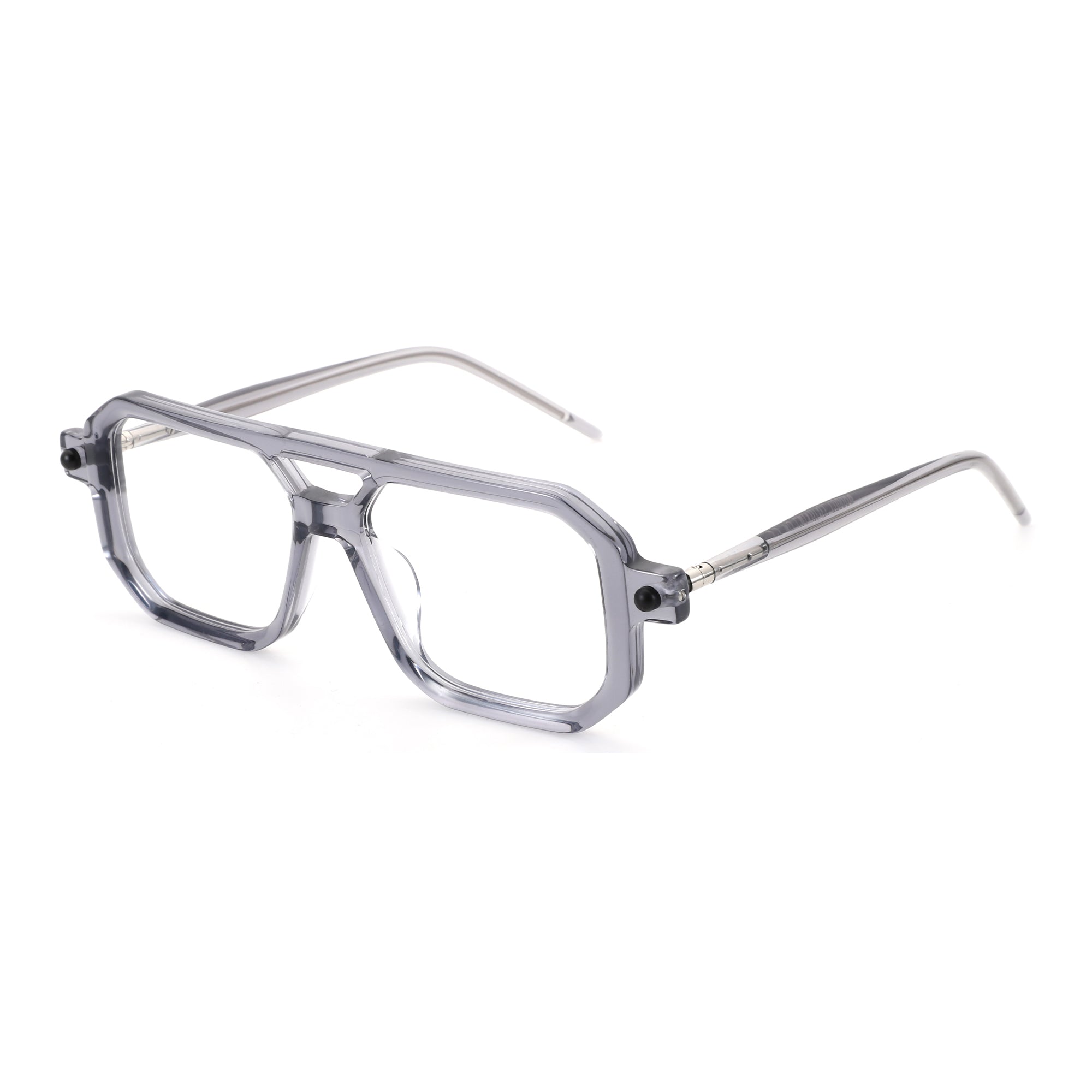 Zenottic Eyeglasses Reed in grey acetate with a modern geometric aviator design.