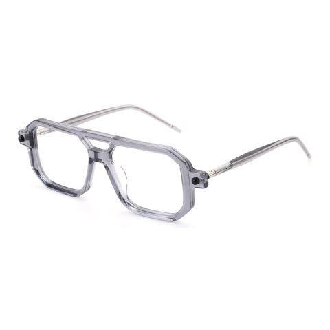 Zenottic Eyeglasses Reed in grey acetate with a modern geometric aviator design.