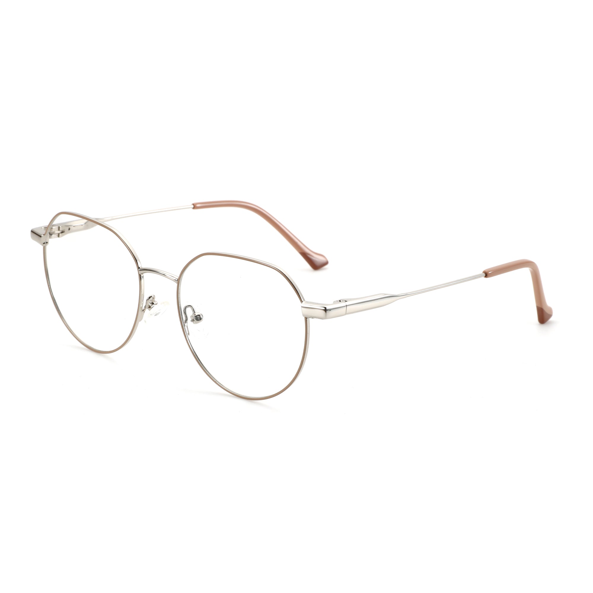 Zenottic CH68001 geometric eyeglasses with metal frame and prescription lens
