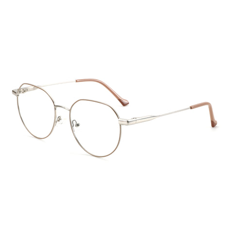 Zenottic CH68001 geometric eyeglasses with metal frame and prescription lens