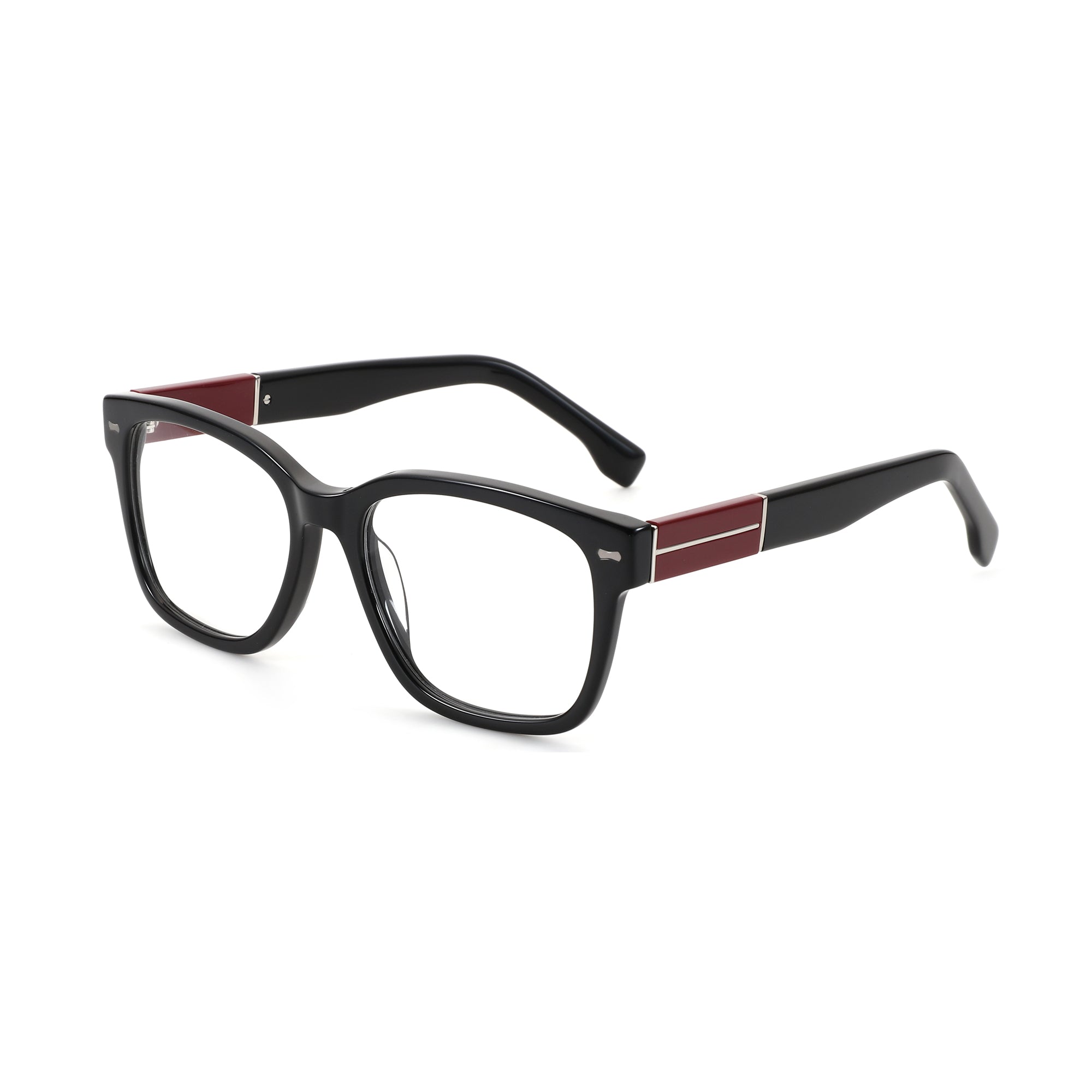 Zenottic Eyeglasses Quentin black acetate frames with burgundy temple accents