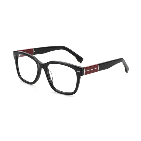 Zenottic Eyeglasses Quentin black acetate frames with burgundy temple accents
