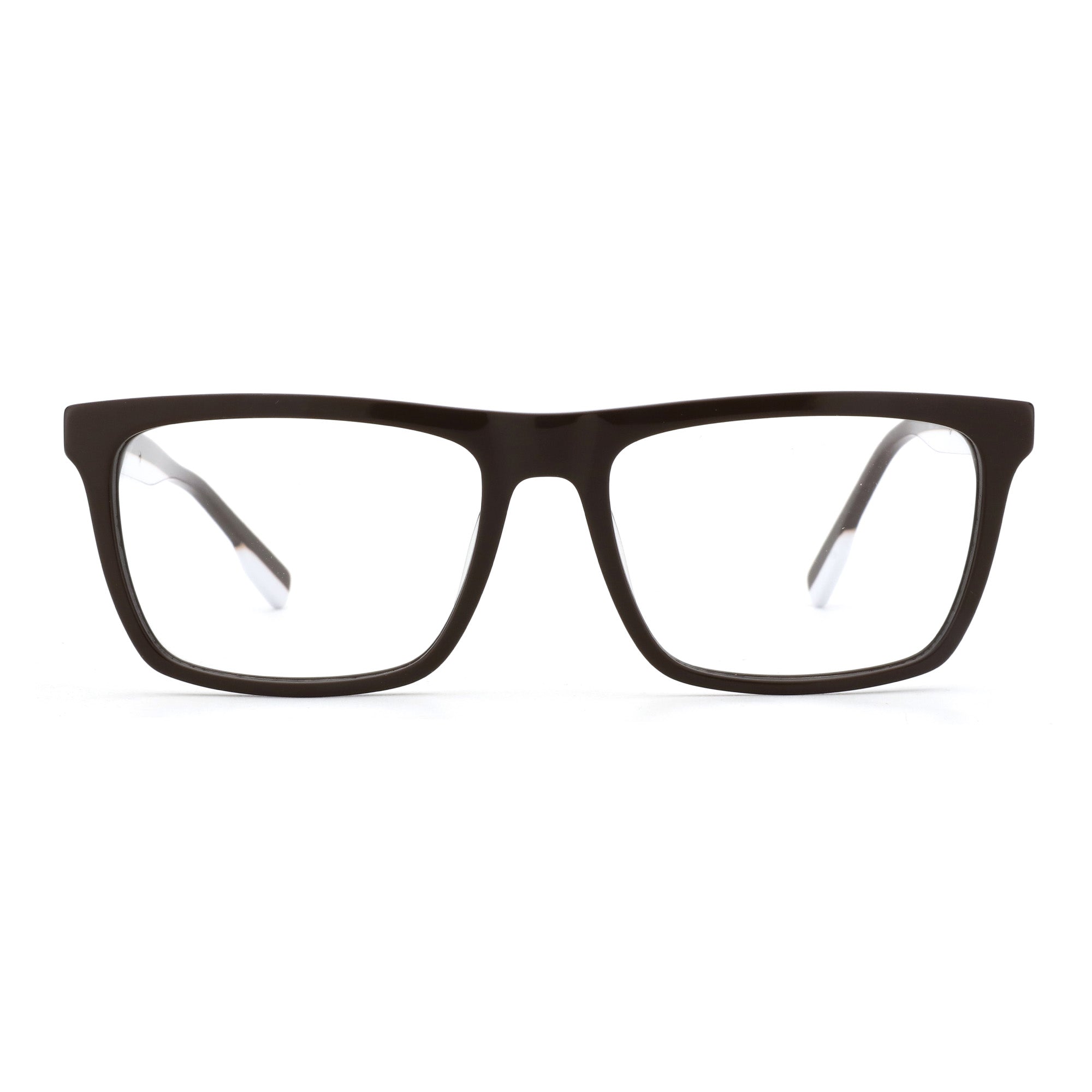 Zenottic Eyeglasses Hermione in dark brown acetate with a classic square frame and clear lenses.