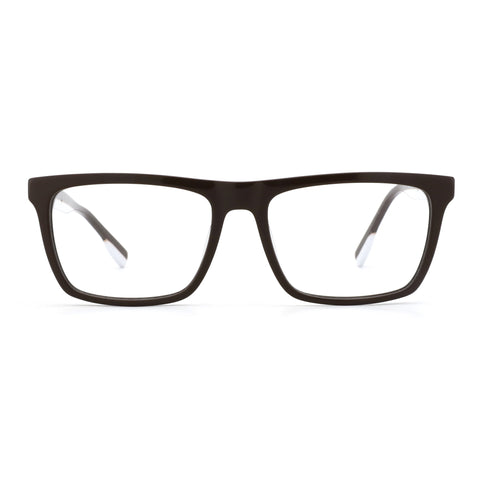 Zenottic Eyeglasses Hermione in dark brown acetate with a classic square frame and clear lenses.