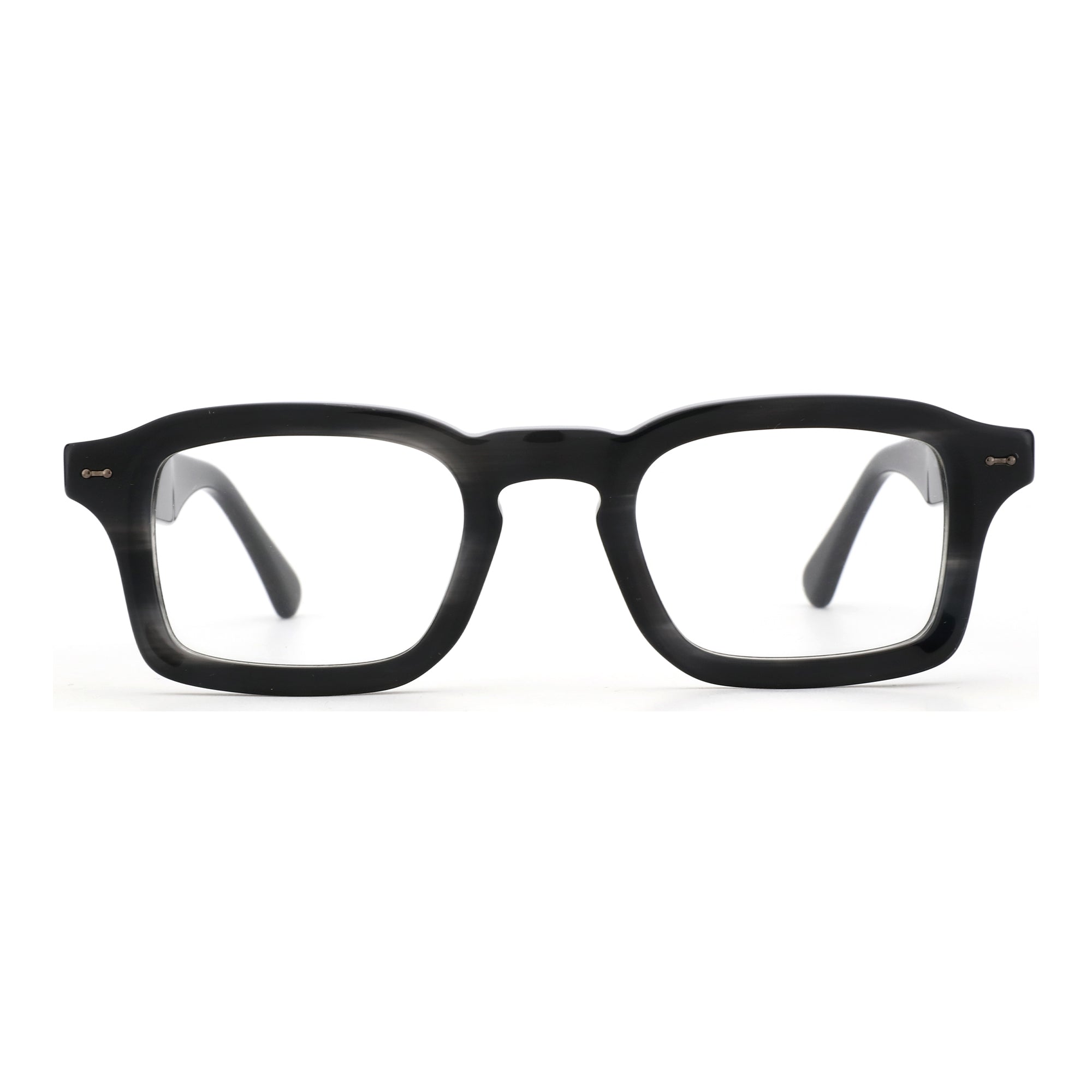 Zenottic Gideon vintage acetate eyeglasses, black square frames with clear lenses.