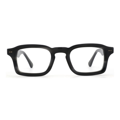 Zenottic Gideon vintage acetate eyeglasses, black square frames with clear lenses.