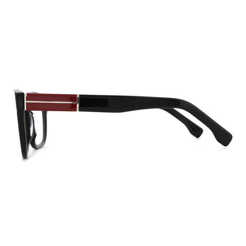 Zenottic Eyeglasses Quentin black acetate frames with burgundy and silver temple detail