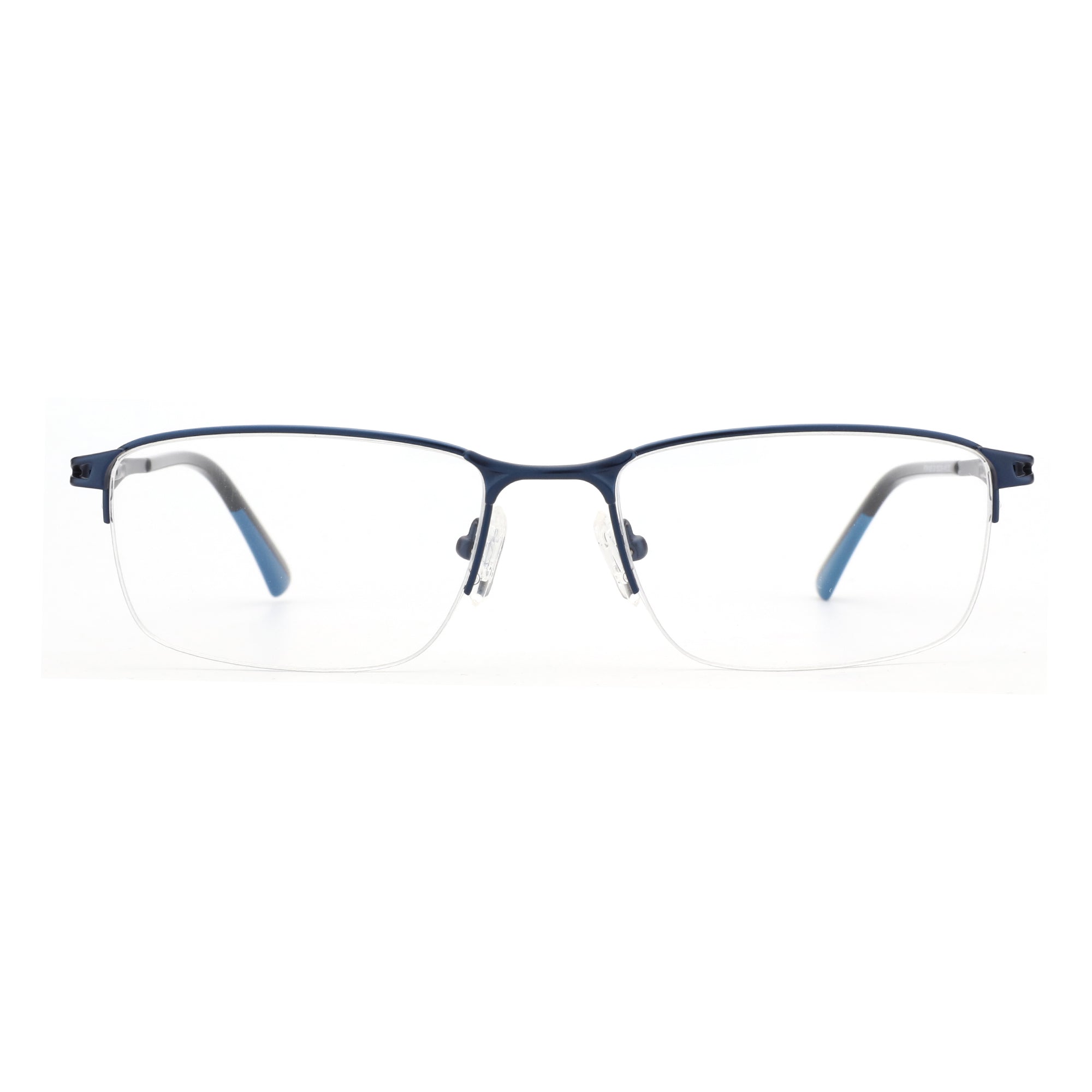 Zenottic Eyeglasses Yancy blue metal square semi-rimless glasses