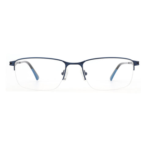 Zenottic Eyeglasses Yancy blue metal square semi-rimless glasses