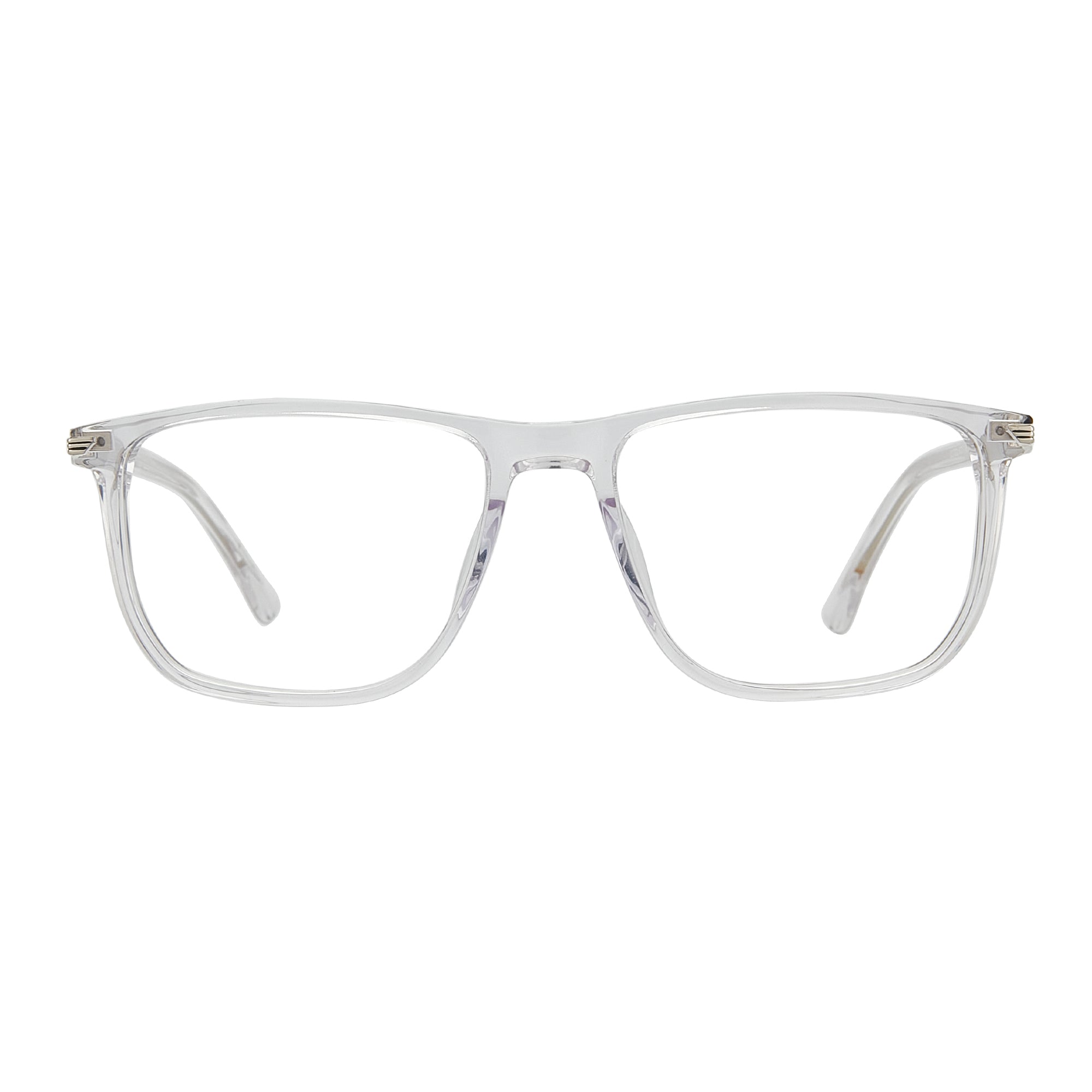 Zenottic Floyd clear acetate square eyeglasses with subtle gold accents.