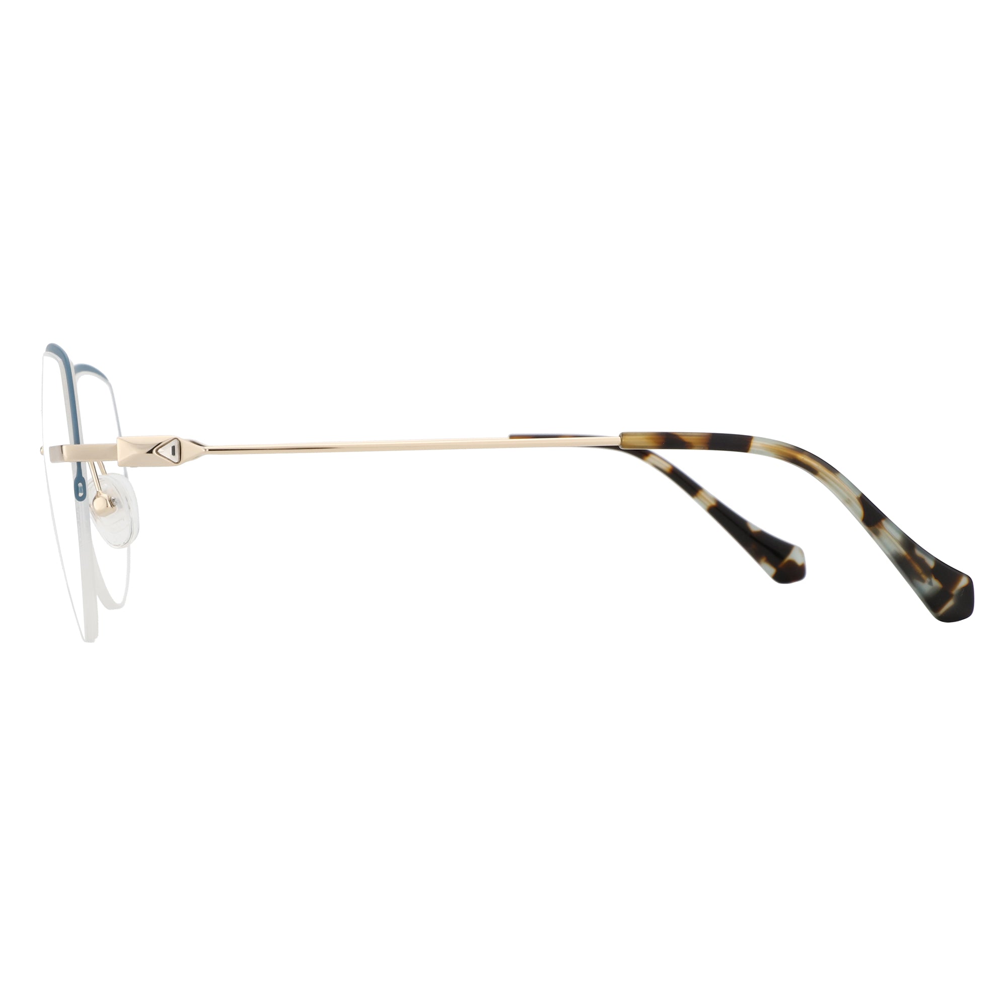 Gold metal cat eye eyeglasses by ZENOTTIC with clear lenses and tortoiseshell temple arms.