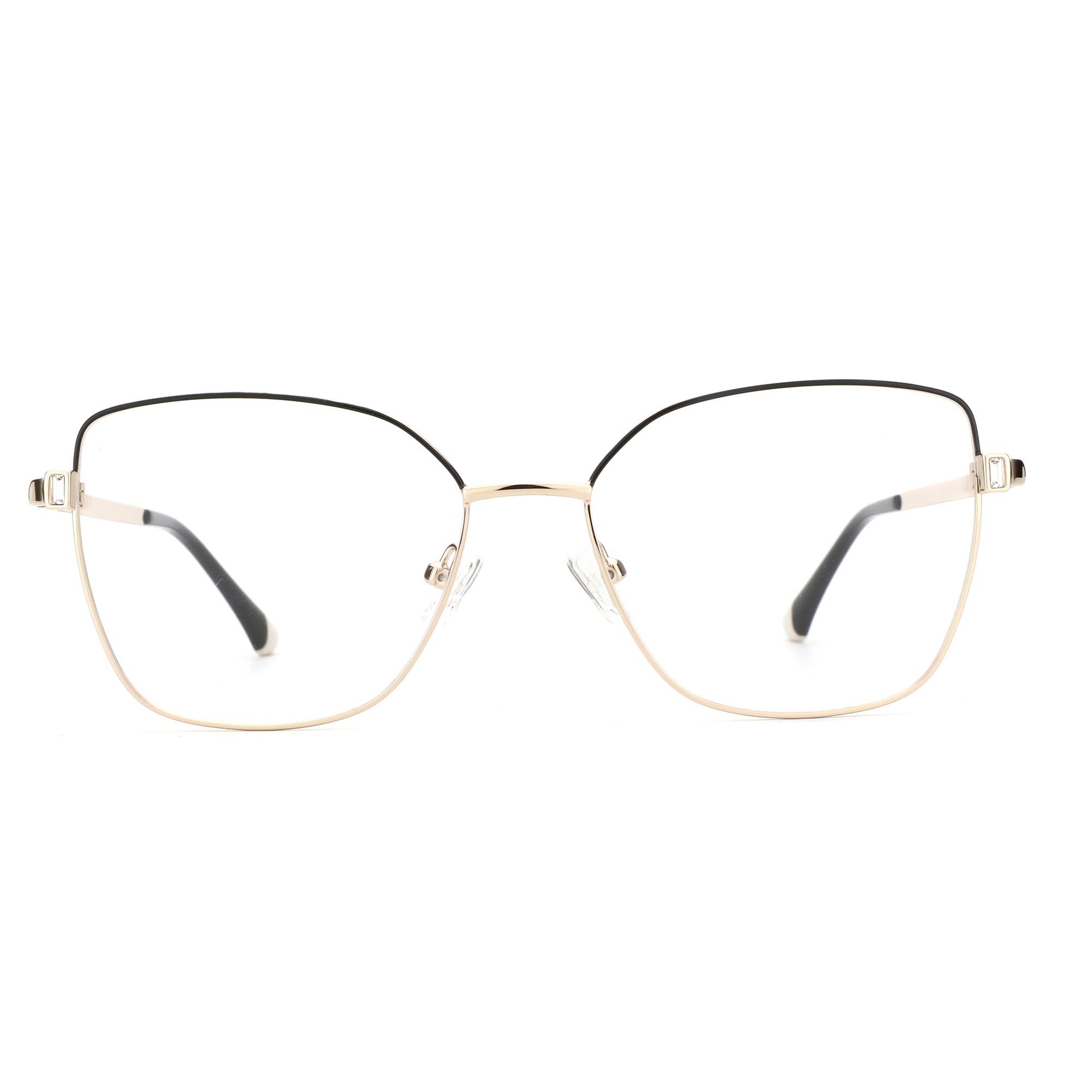 ZENOTTIC Isabella gold metal cat-eye eyeglasses with black temples