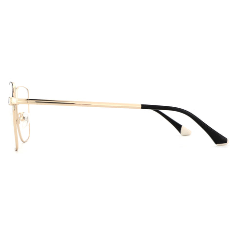 ZENOTTIC Isabella eyeglasses, gold metal cat eye optical frame with black temples.