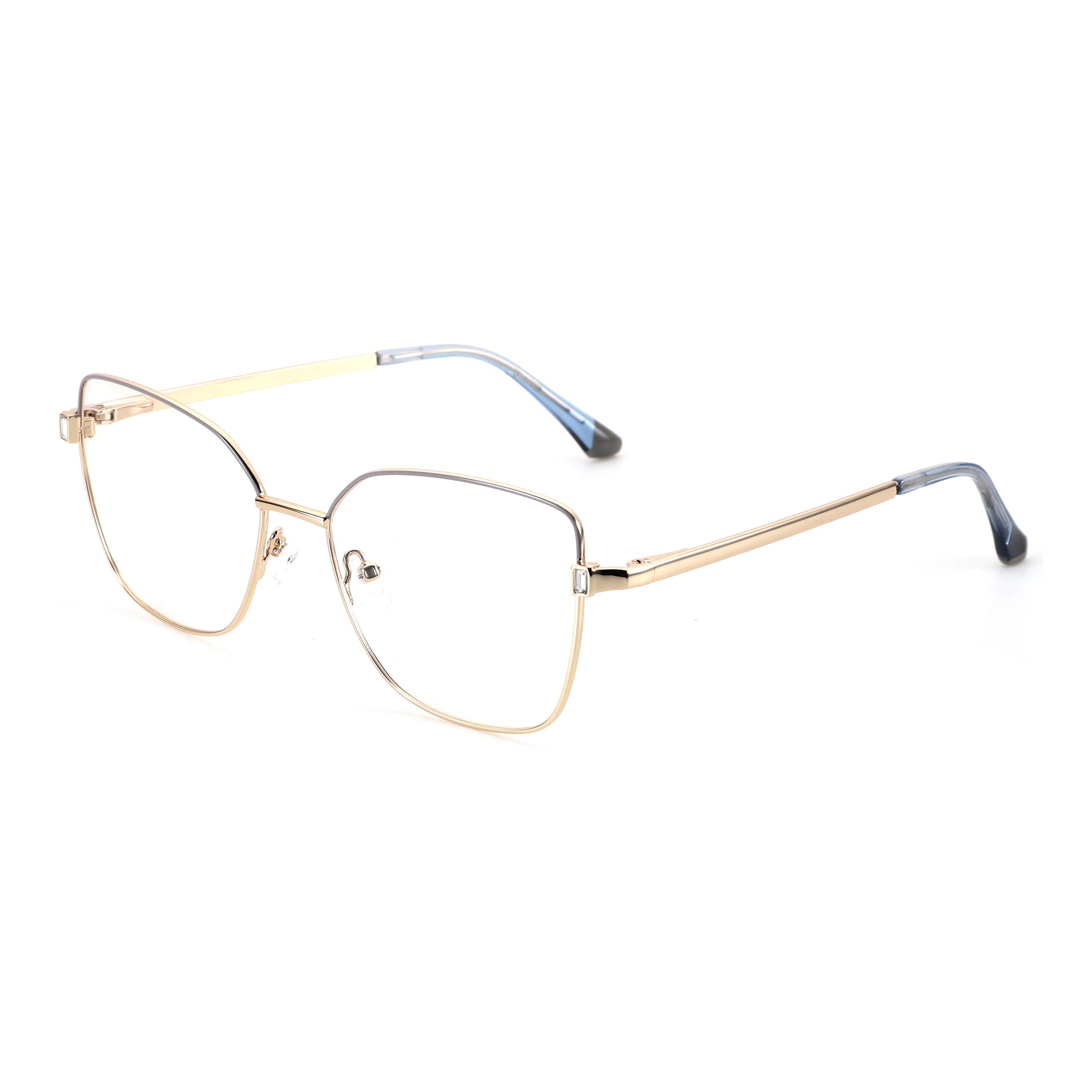 ZENOTTIC Isabella gold metal cat eye optical frames with clear lenses.
