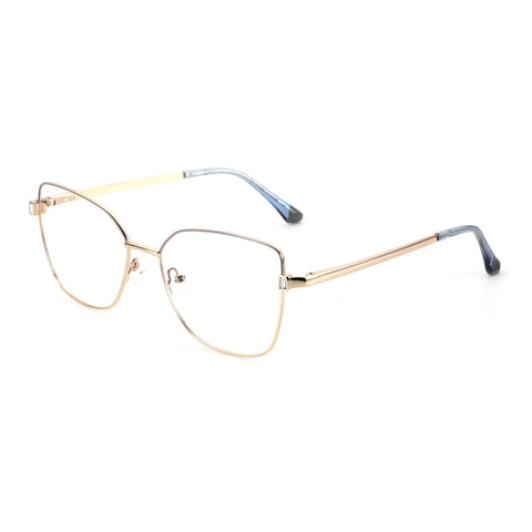 ZENOTTIC Isabella gold metal cat eye optical frames with clear lenses.