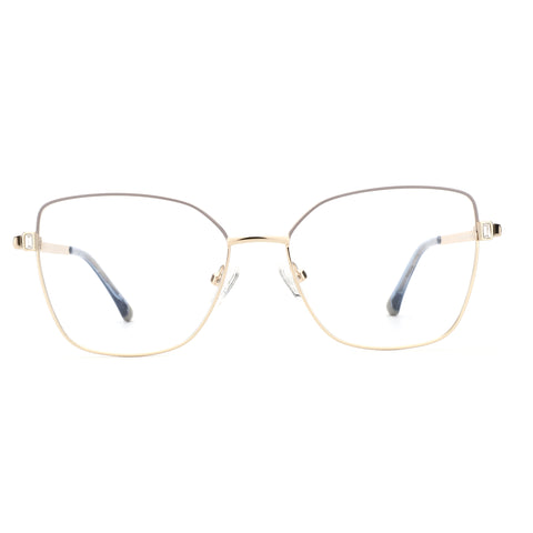 Zenottic Isabella eyeglasses: gold metal cat eye frame, clear lenses, crystal detail.