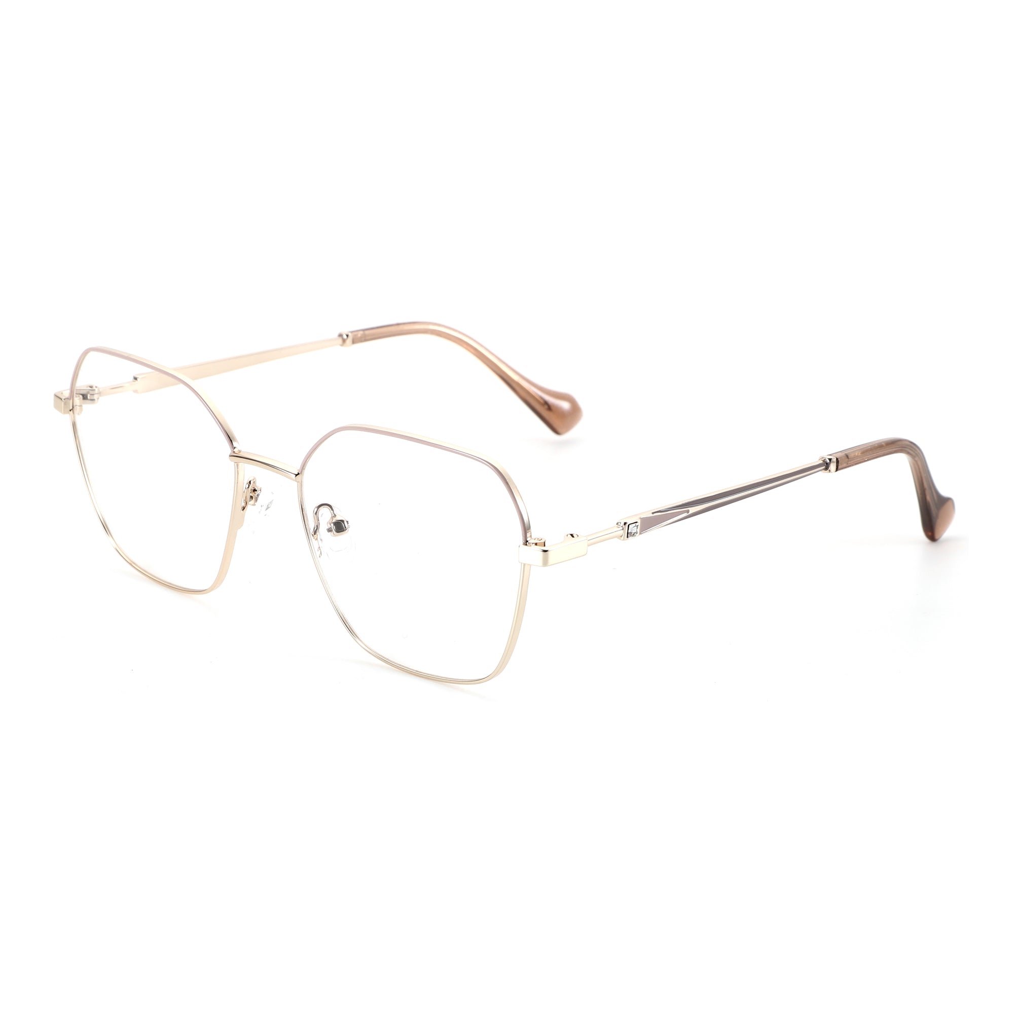 ZENOTTIC Tracy gold metal geometric eyeglasses, clear demo lenses