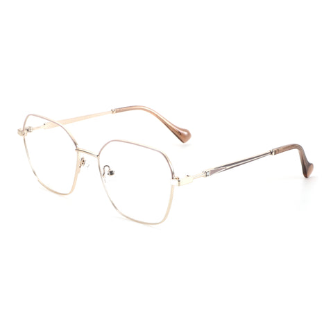 ZENOTTIC Tracy gold metal geometric eyeglasses, clear demo lenses