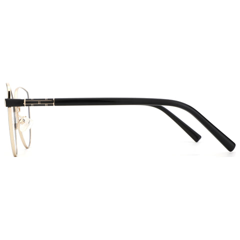 ZENOTTIC Caroline eyeglasses: gold metal cat eye frame with black temples.