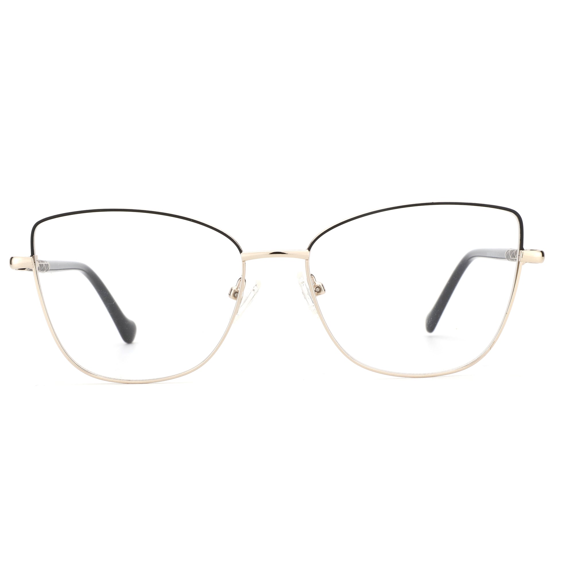 ZENOTTIC Bonnie gold metal cat eye eyeglasses with clear lenses.