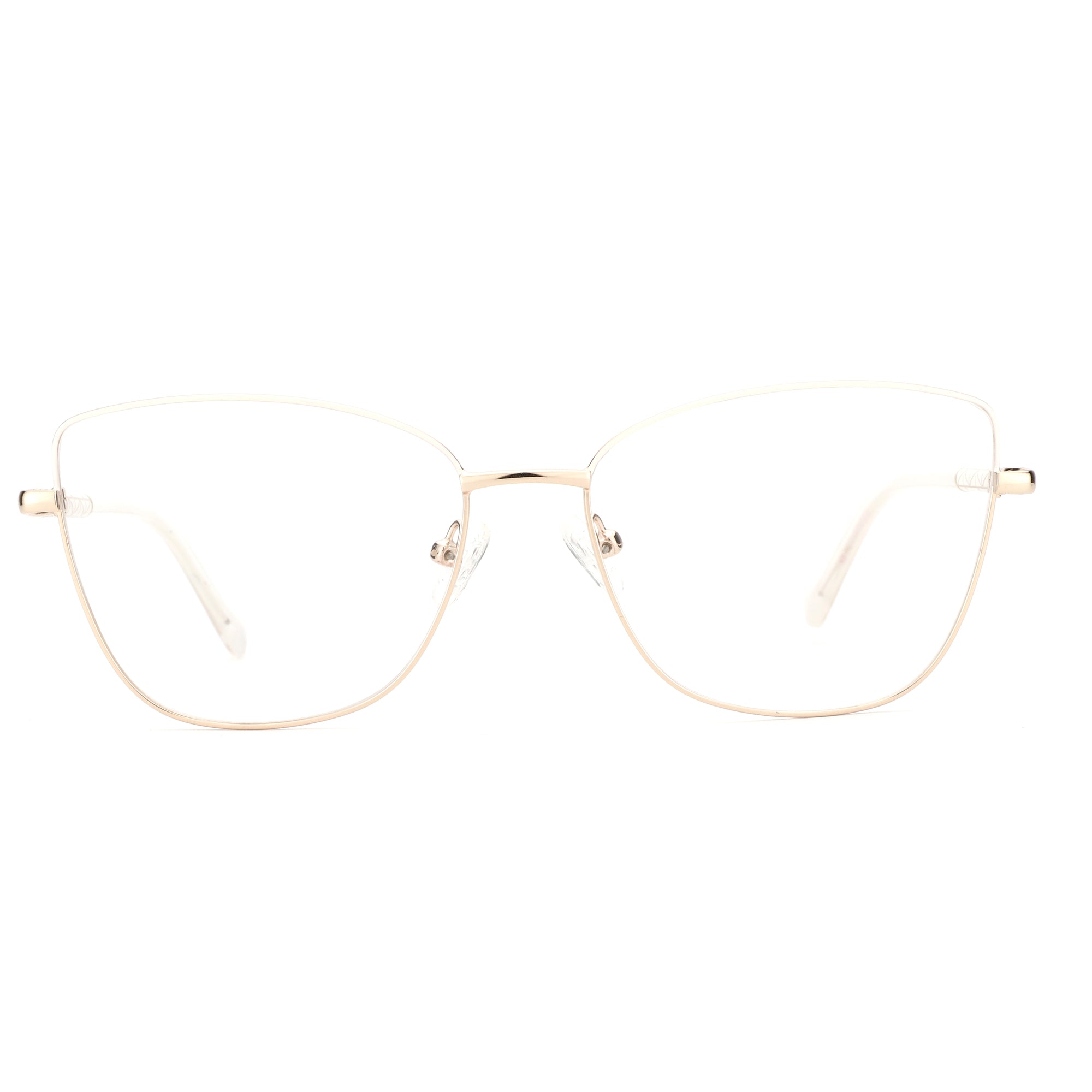 ZENOTTIC Bonnie gold metal cat eye eyeglasses with clear demo lenses.
