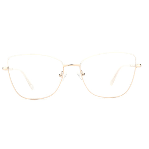 ZENOTTIC Bonnie gold metal cat eye eyeglasses with clear demo lenses.