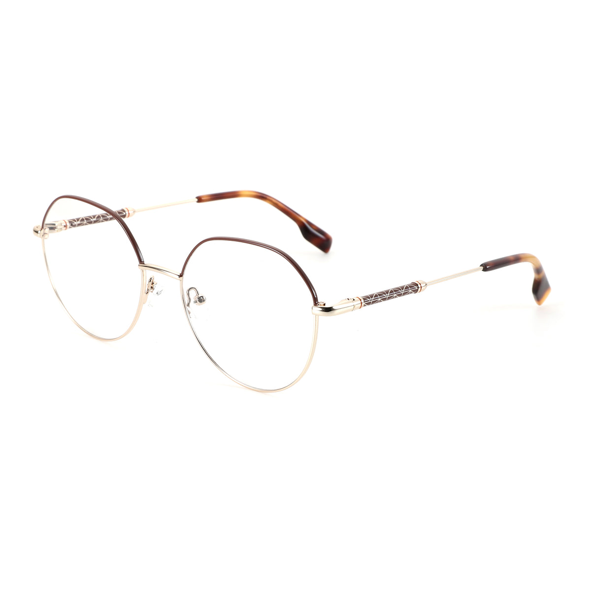 ZENOTTIC round metal eyeglasses with tortoiseshell temples
