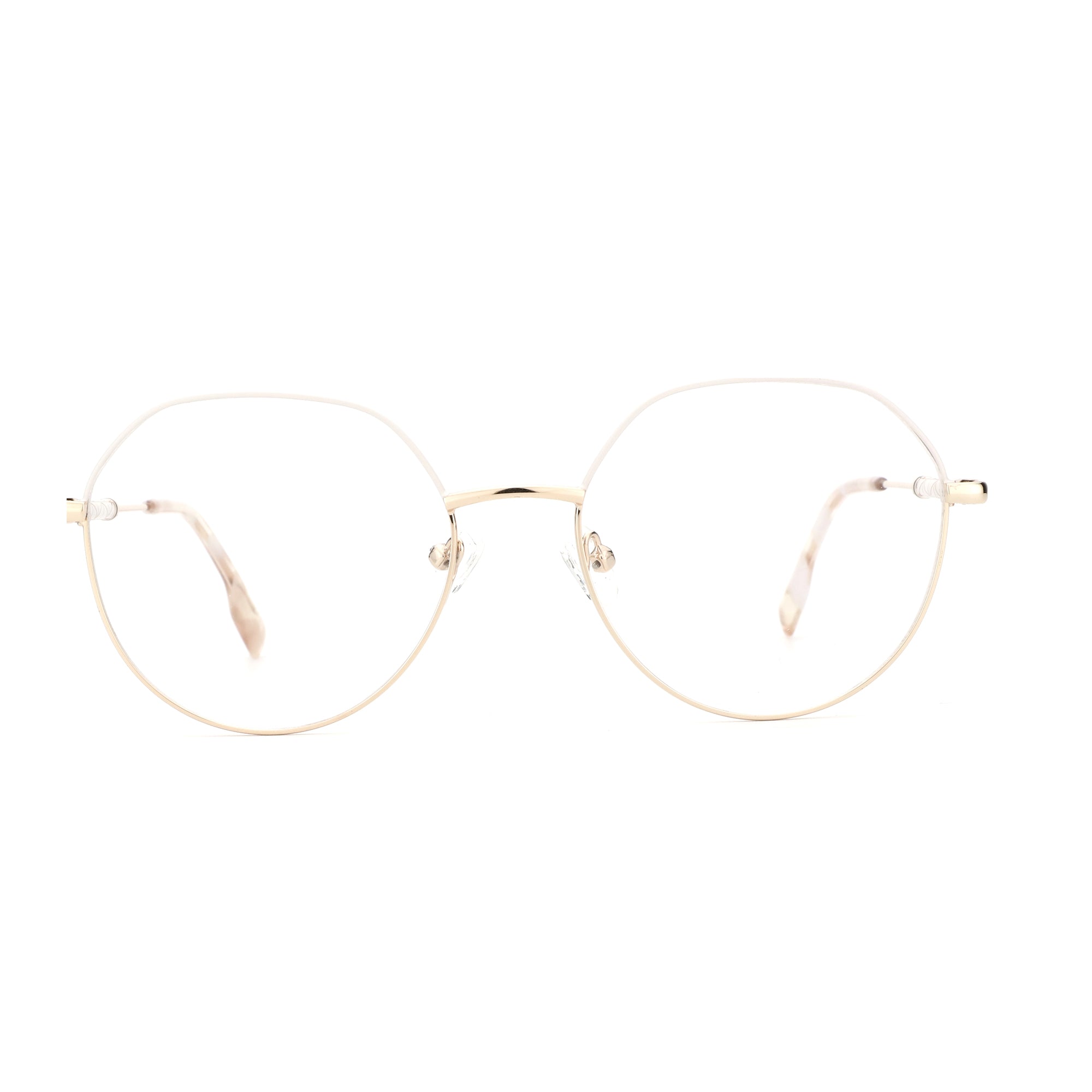ZENOTTIC June gold metal round eyeglasses with marble temples