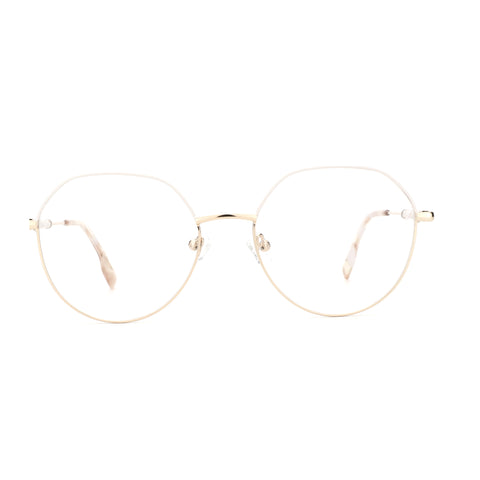 ZENOTTIC June gold metal round eyeglasses with marble temples